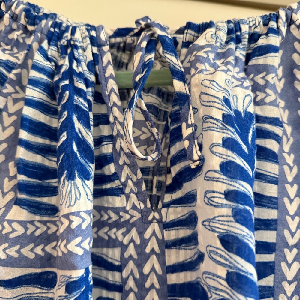 Blue Patterned Off-Shoulder Top - Picture 2 of 5